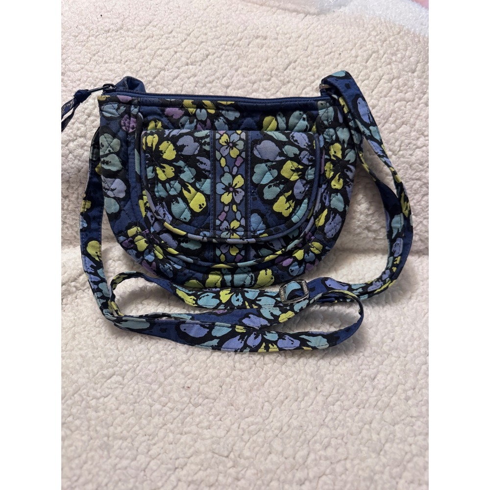 Vera Bradley Midnight Blues Quilted Cotton Crossbody Bag Floral Blue Purse NWOT